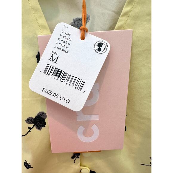 CRAS | Tuva Yellow Floral Ruffle Button Midi Dress NWT | Medium - Picture 8 of 10